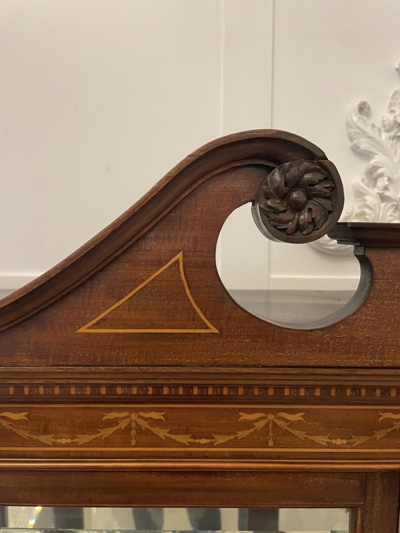 Outstanding Quality Antique Victorian Mahogany Inlaid Display Cabinet - Image 11